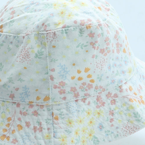 F&F Girls Multicoloured Floral Cotton Bucket Hat Size S - Size 7-10 years