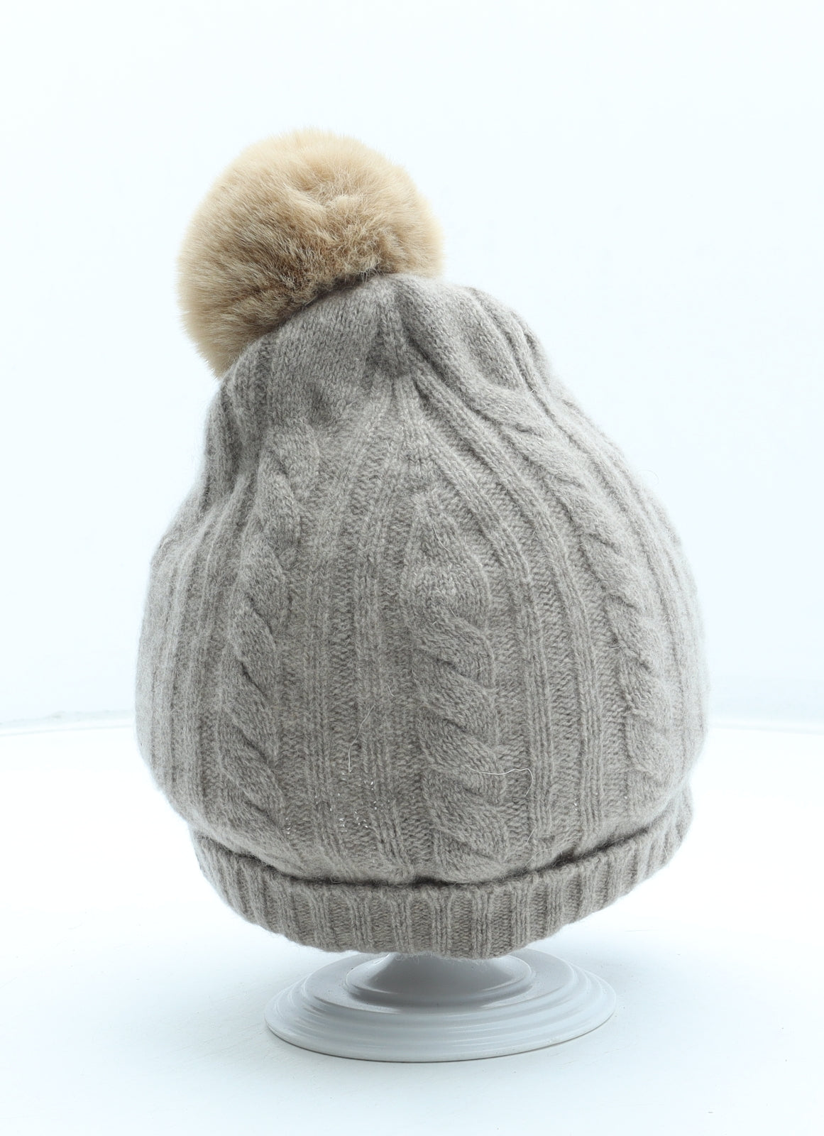 Laycuna Womens Beige Acrylic Bobble Hat One Size