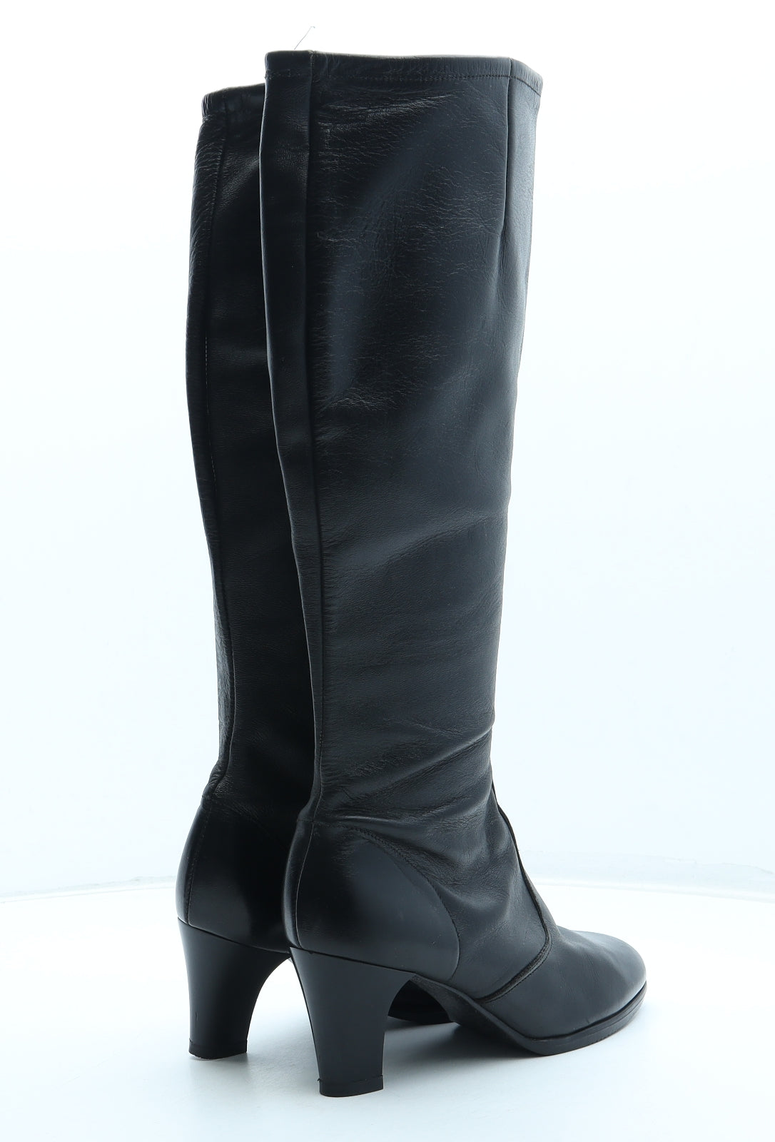 Preworn Womens Black Leather Bootie Boot UK - Estimated UK Size 4