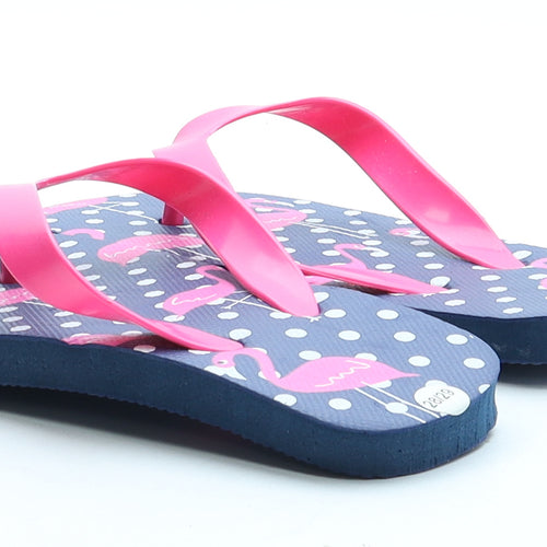Preworn Girls Blue Rubber Thong Sandal UK 10 28 - Flamingo Pattern Size UK 10-11