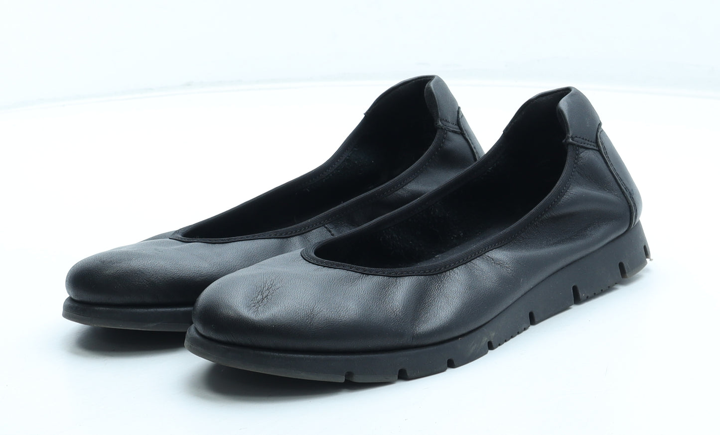 Hotter Womens Black Leather Slip On Flat UK