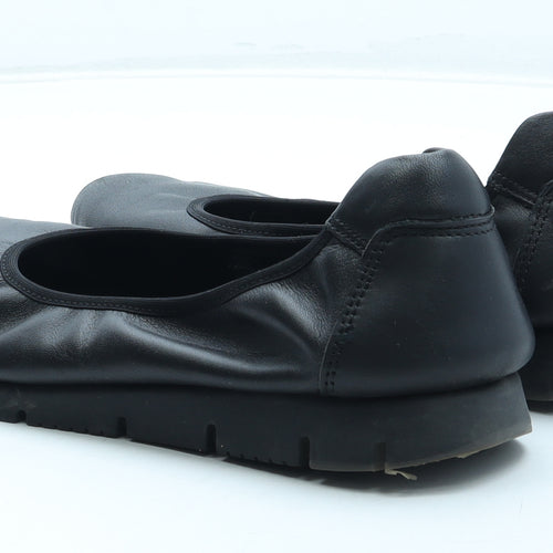 Hotter Womens Black Leather Slip On Flat UK