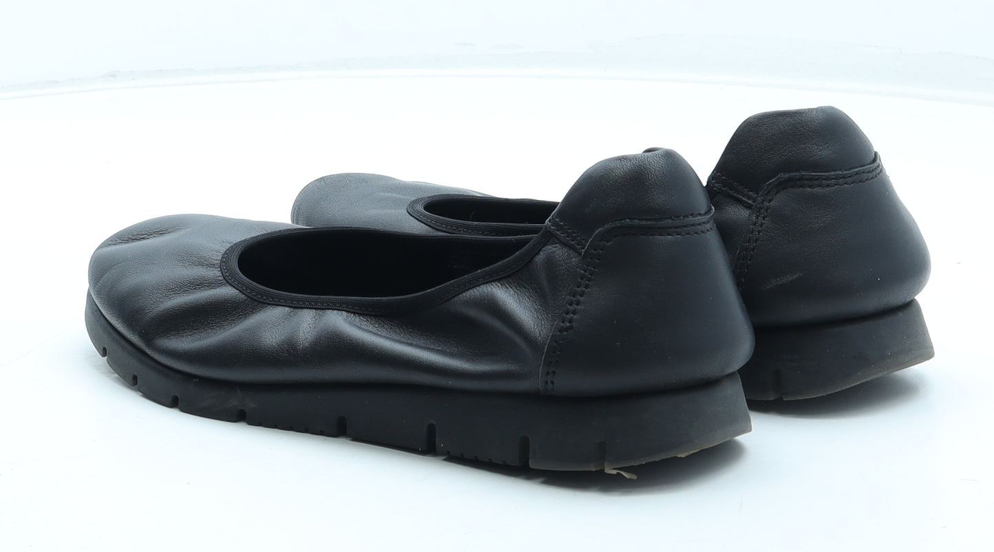 Hotter Womens Black Leather Slip On Flat UK