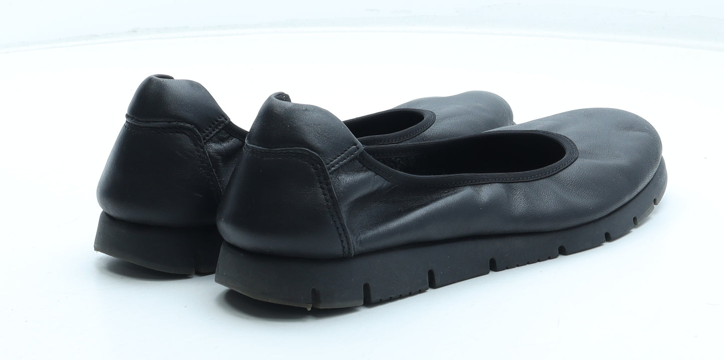 Hotter Womens Black Leather Slip On Flat UK