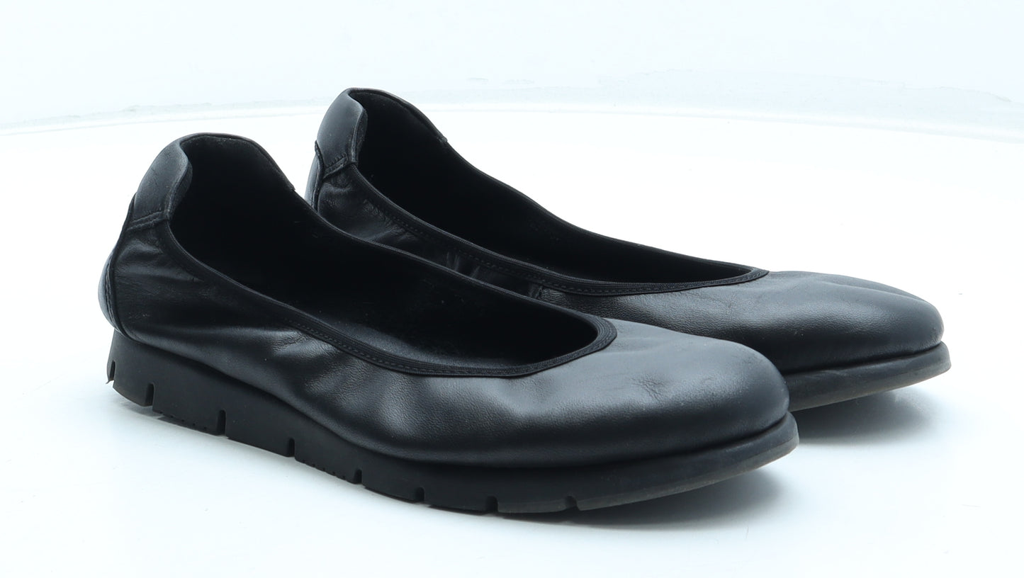 Hotter Womens Black Leather Slip On Flat UK