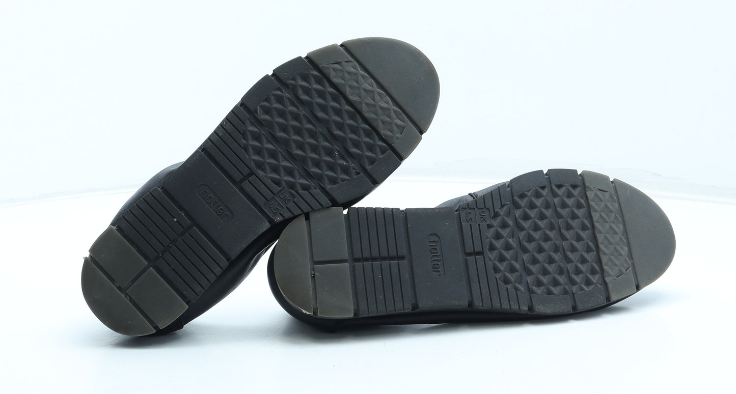 Hotter Womens Black Leather Slip On Flat UK
