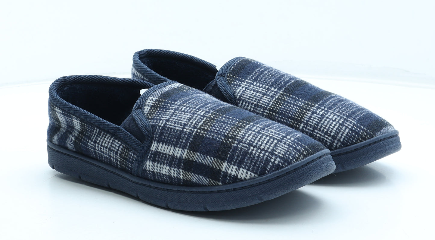 M&Co Mens Blue Plaid Polyester Slip On Slipper UK 9 43