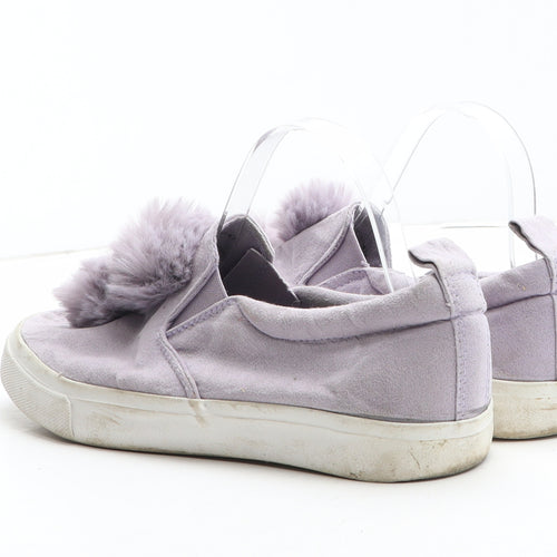 Primark Womens Purple Synthetic Slip On Casual UK - Pom Pom Detail