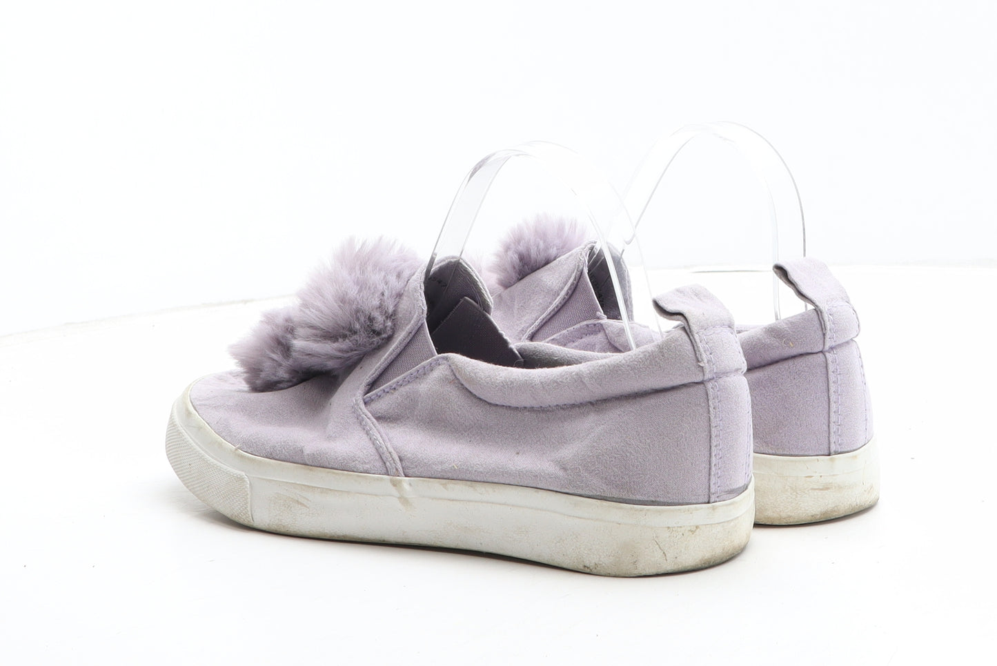 Primark Womens Purple Synthetic Slip On Casual UK - Pom Pom Detail