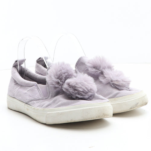 Primark Womens Purple Synthetic Slip On Casual UK - Pom Pom Detail