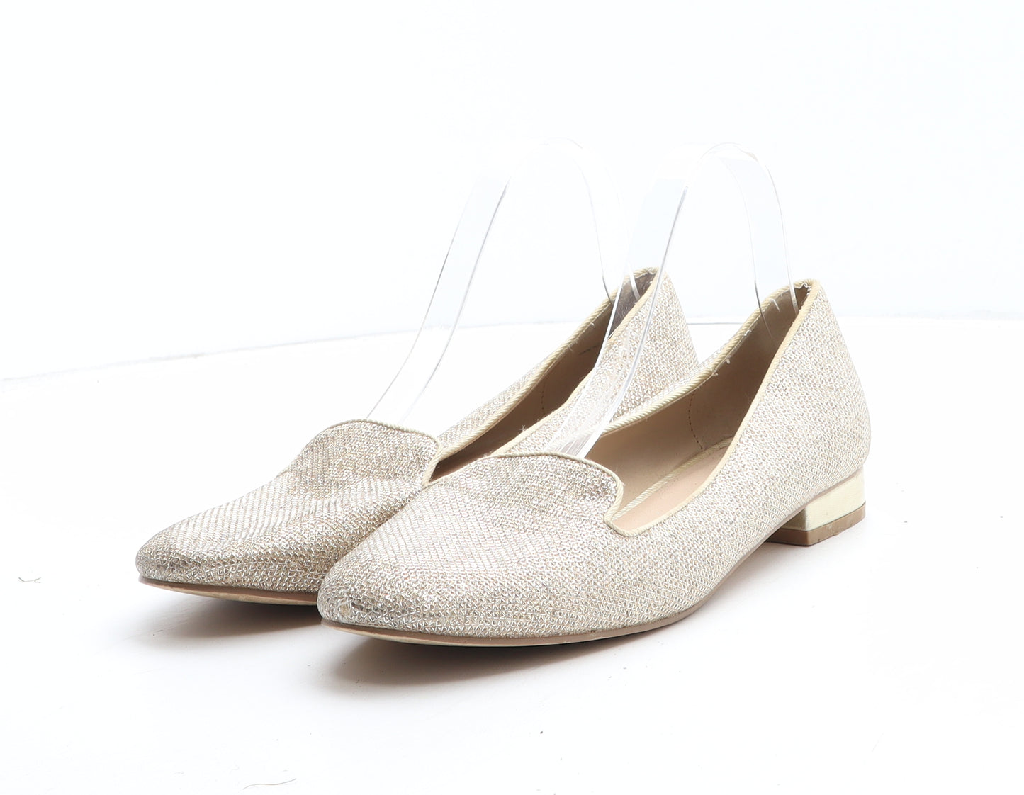Dune Womens Gold Silk Slip On Flat UK - UK Size Estimated 7
