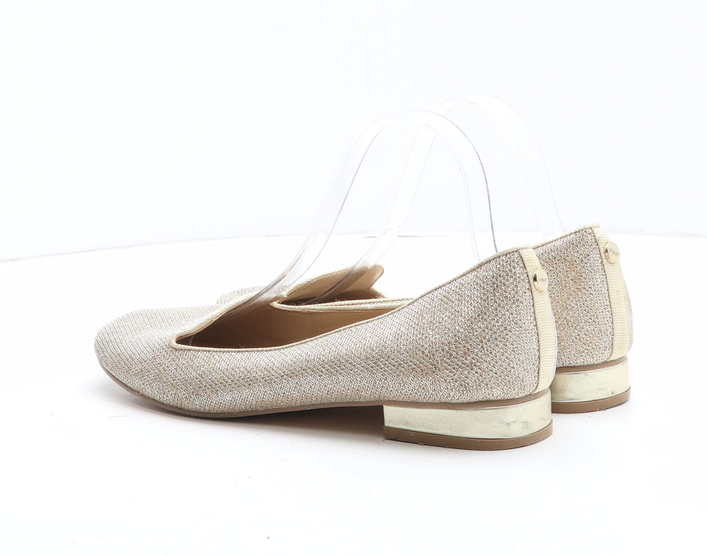 Dune Womens Gold Silk Slip On Flat UK - UK Size Estimated 7