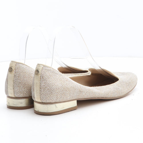 Dune Womens Gold Silk Slip On Flat UK - UK Size Estimated 7