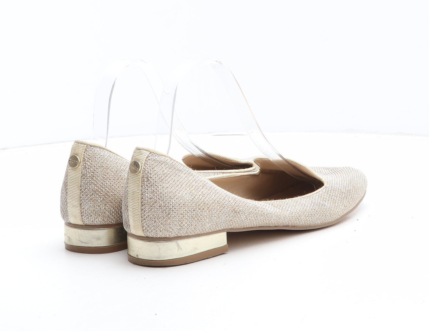 Dune Womens Gold Silk Slip On Flat UK - UK Size Estimated 7