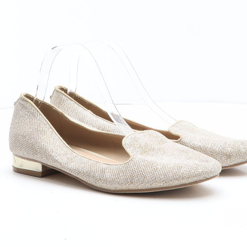 Dune Womens Gold Silk Slip On Flat UK - UK Size Estimated 7