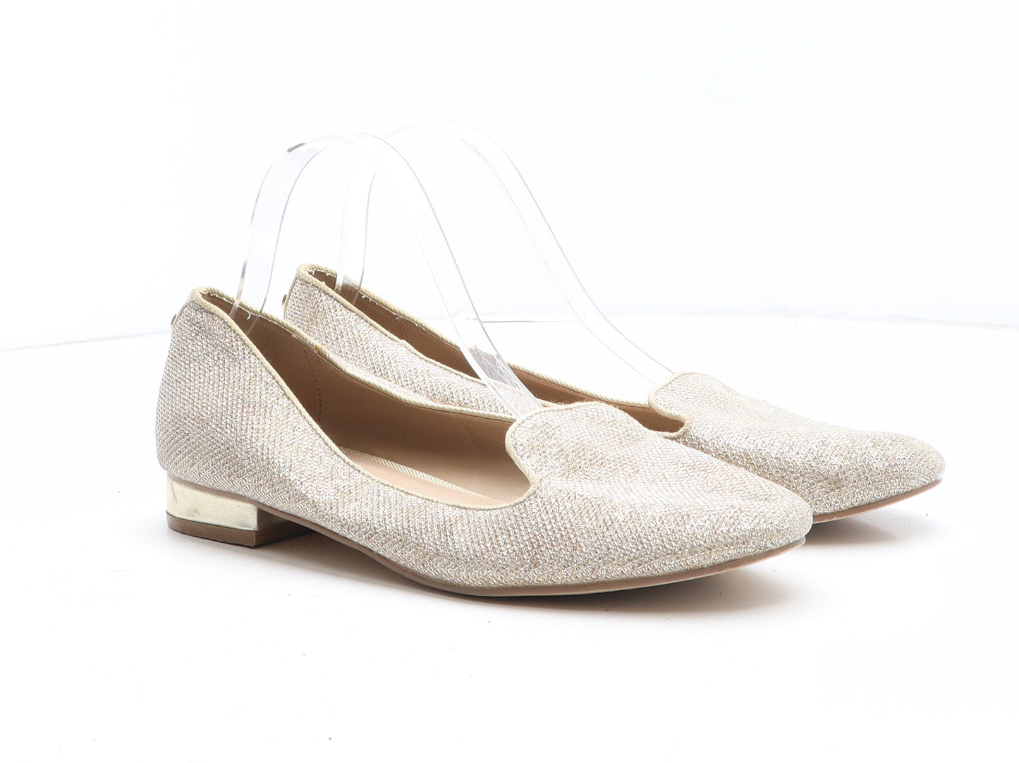 Dune Womens Gold Silk Slip On Flat UK - UK Size Estimated 7