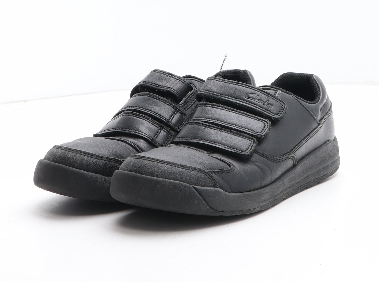 Clarks Boys Black Synthetic Trainer UK 1