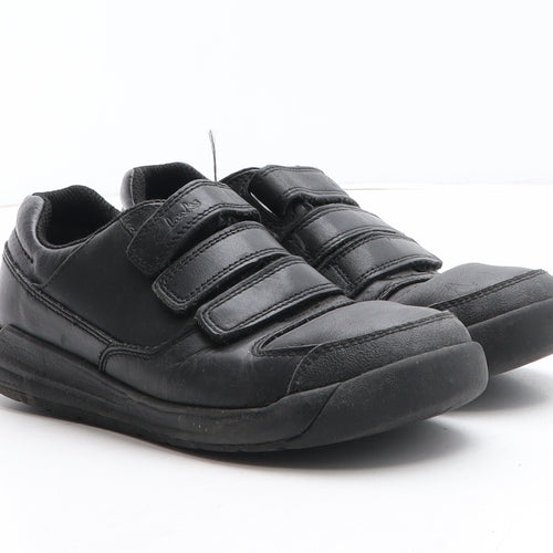 Clarks Boys Black Synthetic Trainer UK 1