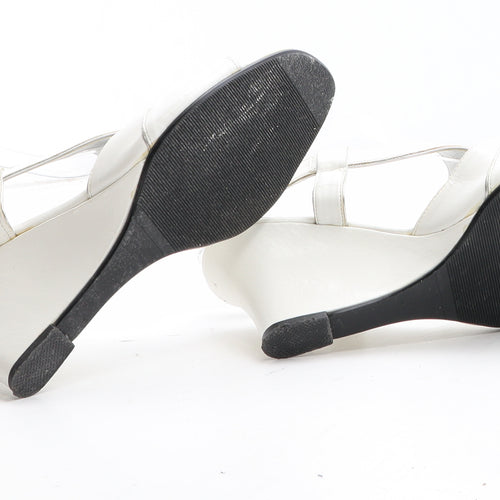 Pavers Womens White Polyurethane Slingback Heel UK - UK Size Estimated 3