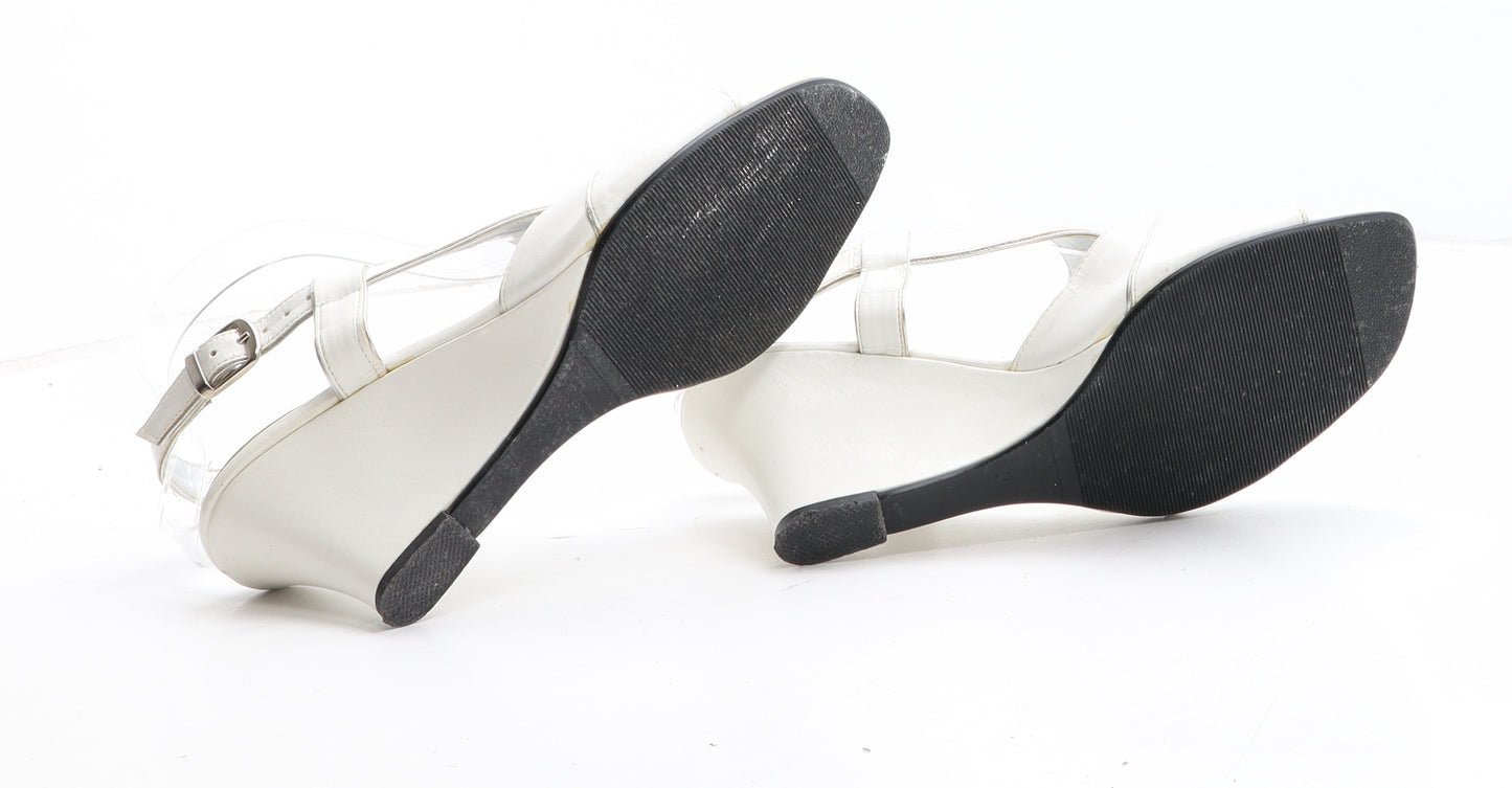 Pavers Womens White Polyurethane Slingback Heel UK - UK Size Estimated 3