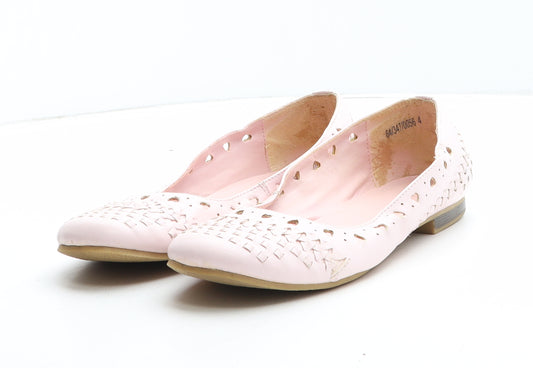 Preworn Womens Pink Geometric Synthetic Slip On Flat UK