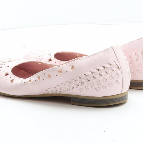Preworn Womens Pink Geometric Synthetic Slip On Flat UK