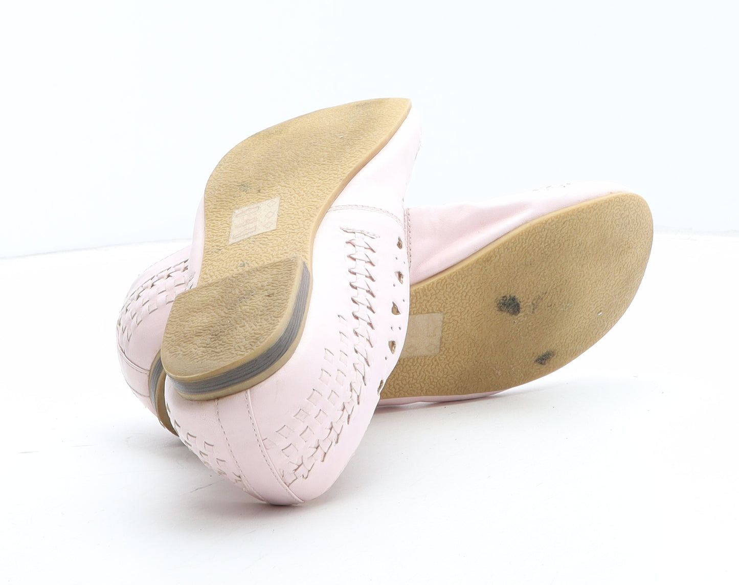 Preworn Womens Pink Geometric Synthetic Slip On Flat UK