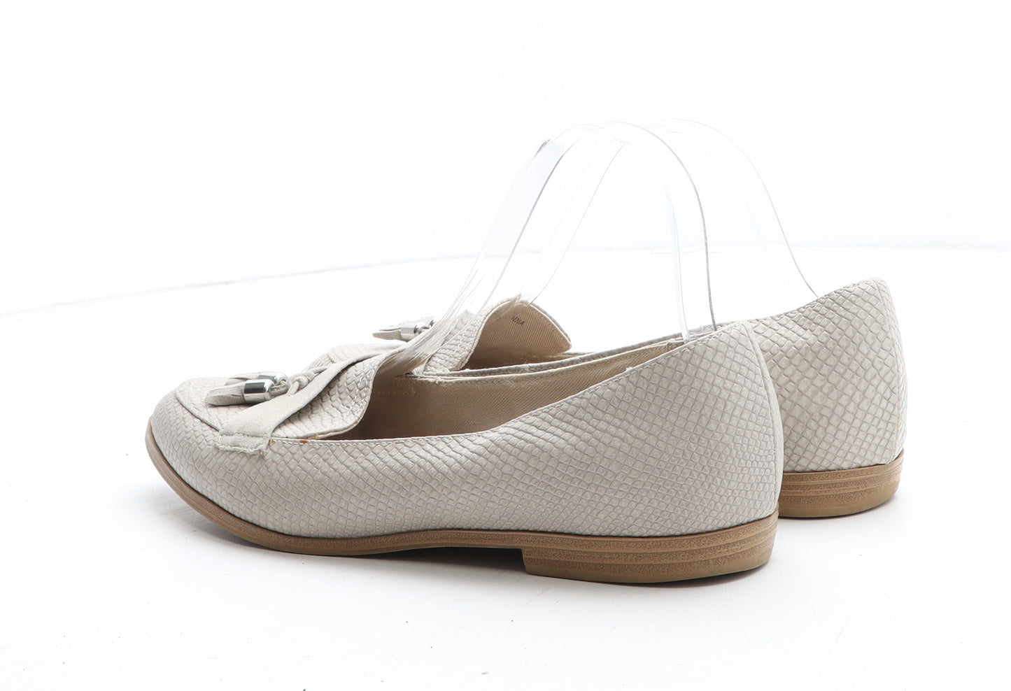 Marks and Spencer Womens Beige Polyurethane Slip On Casual UK - Croc Texture