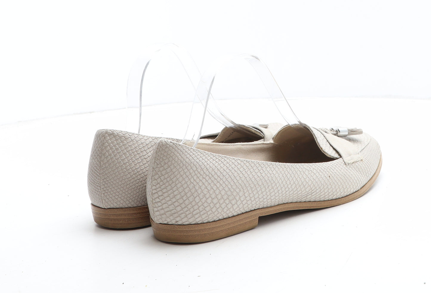 Marks and Spencer Womens Beige Polyurethane Slip On Casual UK - Croc Texture