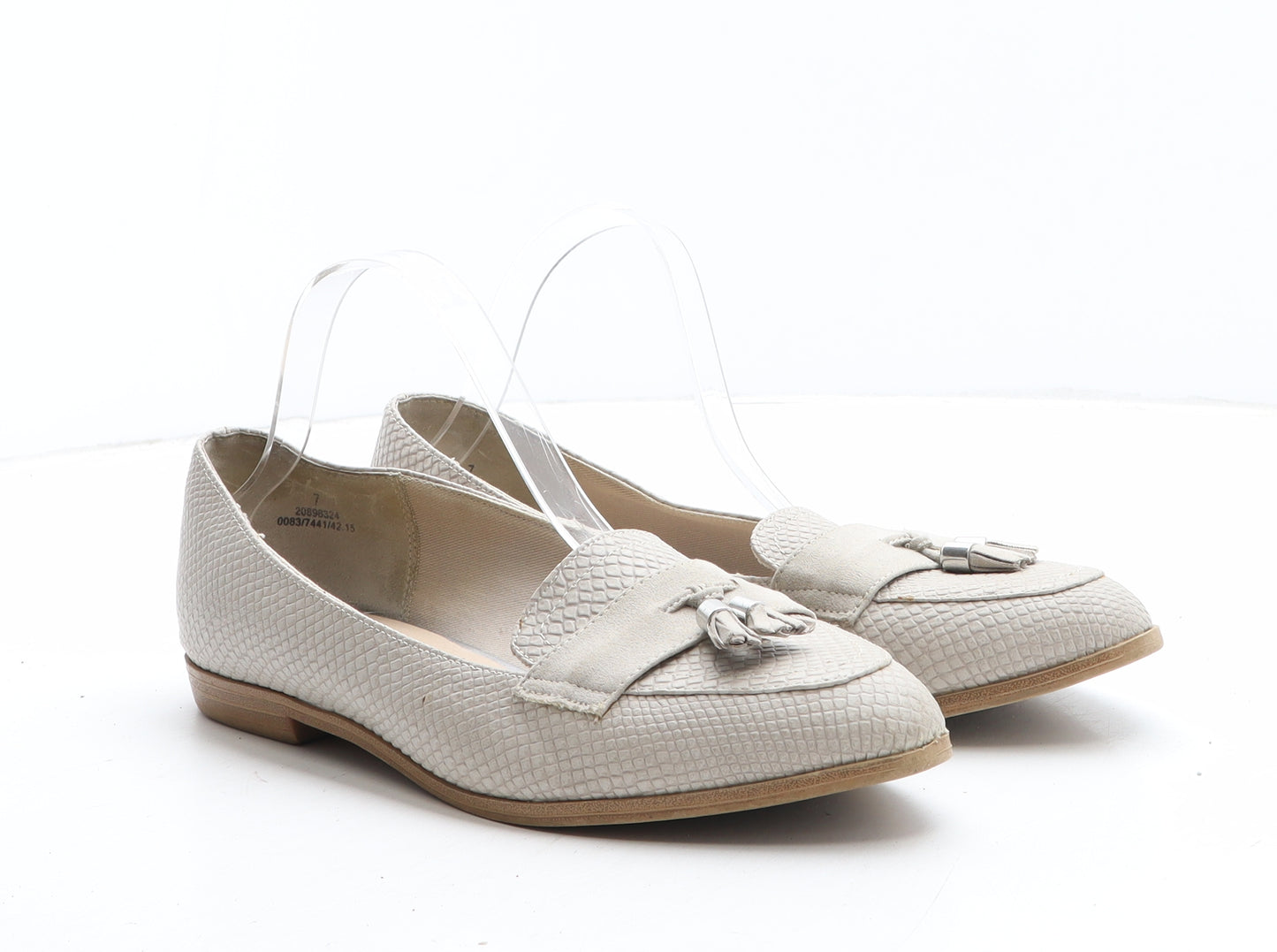 Marks and Spencer Womens Beige Polyurethane Slip On Casual UK - Croc Texture