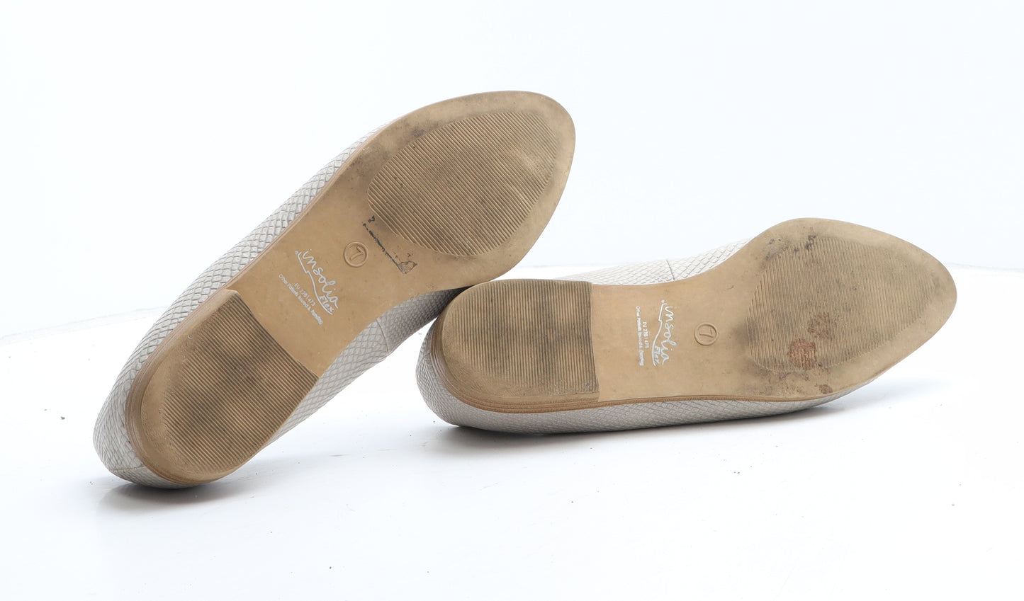 Marks and Spencer Womens Beige Polyurethane Slip On Casual UK - Croc Texture