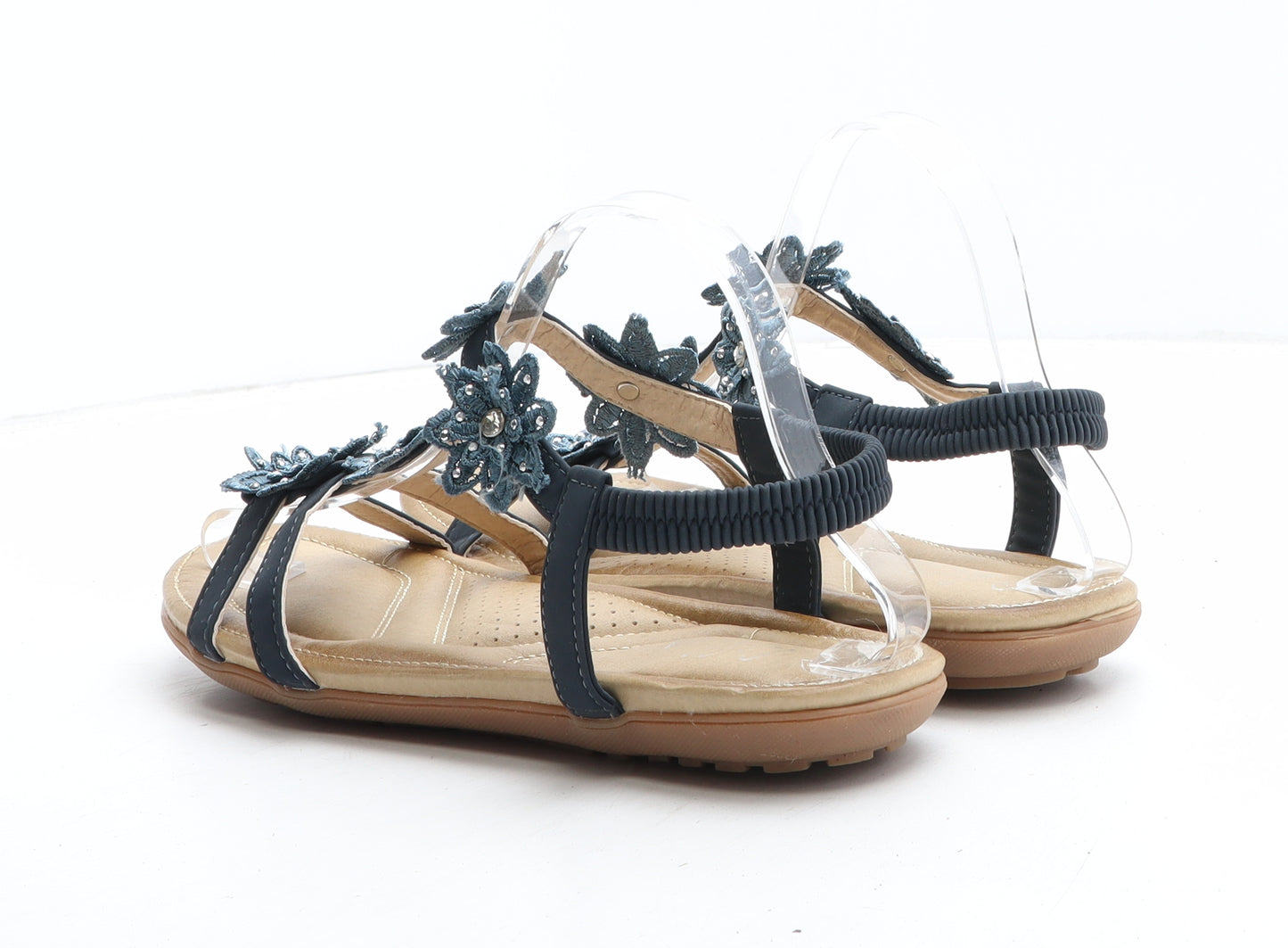 Lilley Womens Blue Floral Polyurethane Strappy Sandal UK