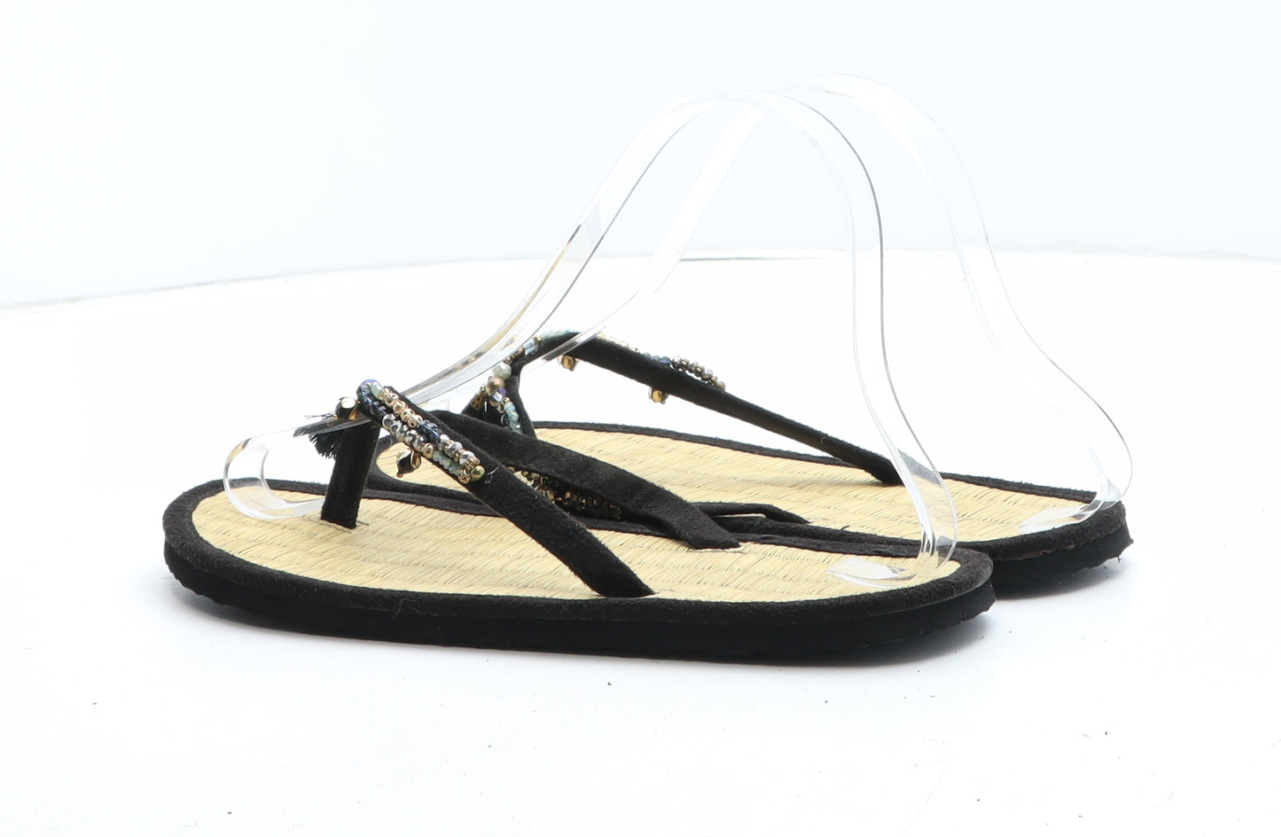 Accessorize Womens Black Synthetic Thong Sandal UK - UK Size Estimated 3