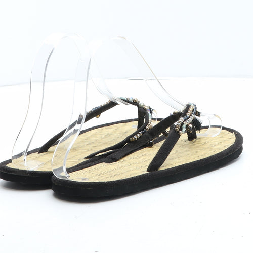 Accessorize Womens Black Synthetic Thong Sandal UK - UK Size Estimated 3