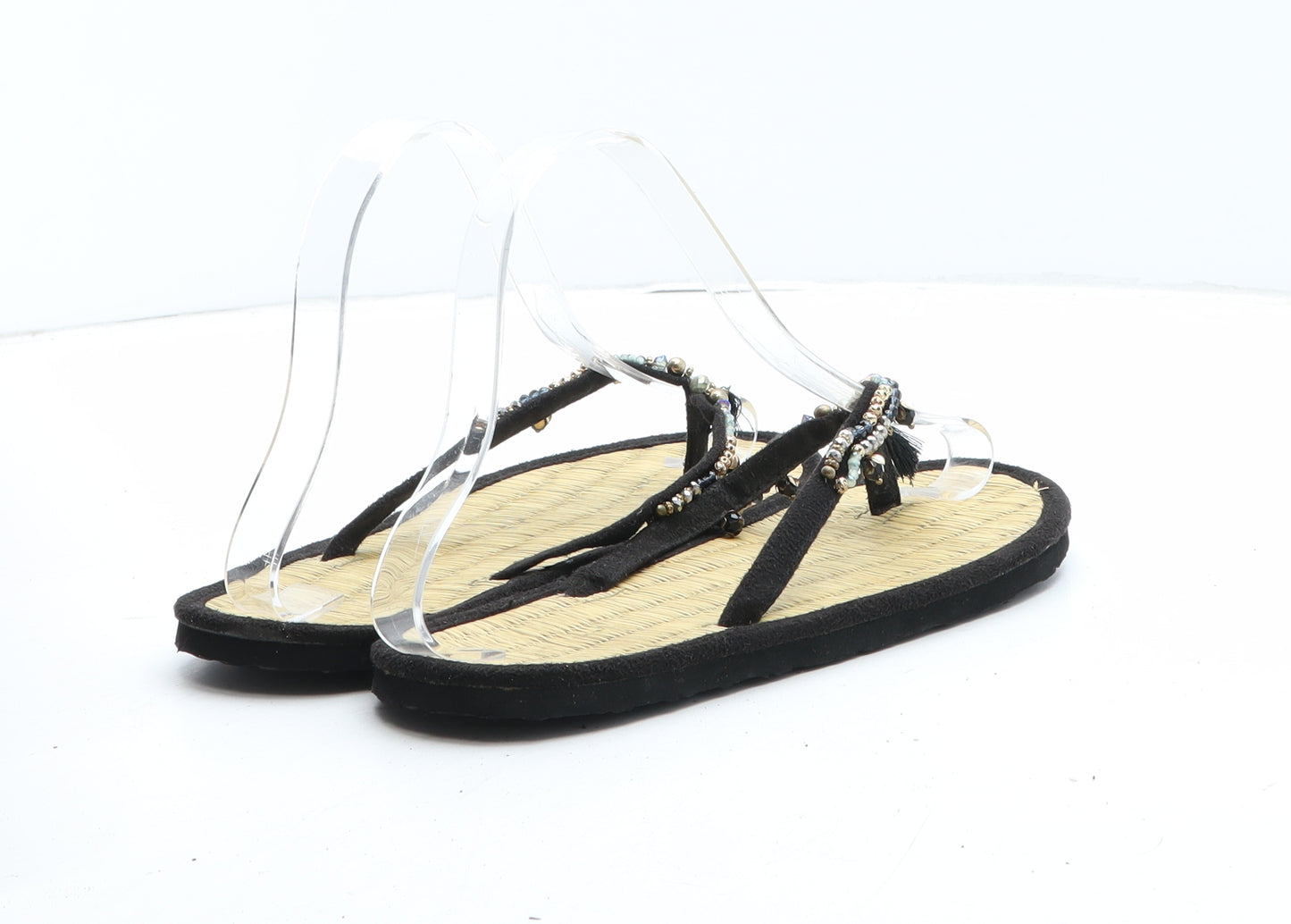 Accessorize Womens Black Synthetic Thong Sandal UK - UK Size Estimated 3