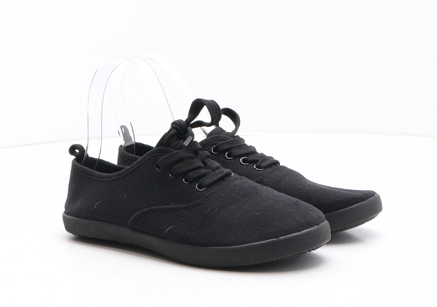 Primark Girls Black Fabric Trainer Casual UK 3