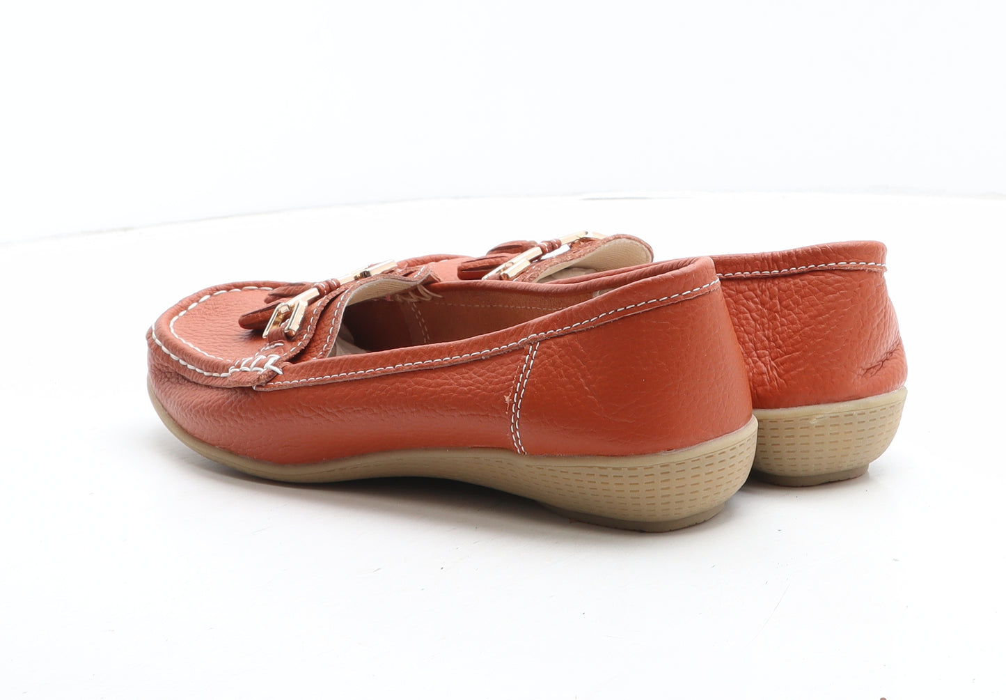 Jo & Joe Womens Orange Leather Slip On Casual UK