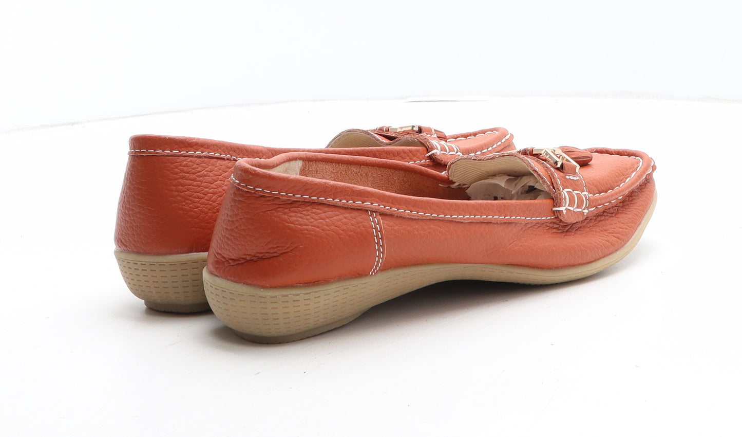 Jo & Joe Womens Orange Leather Slip On Casual UK