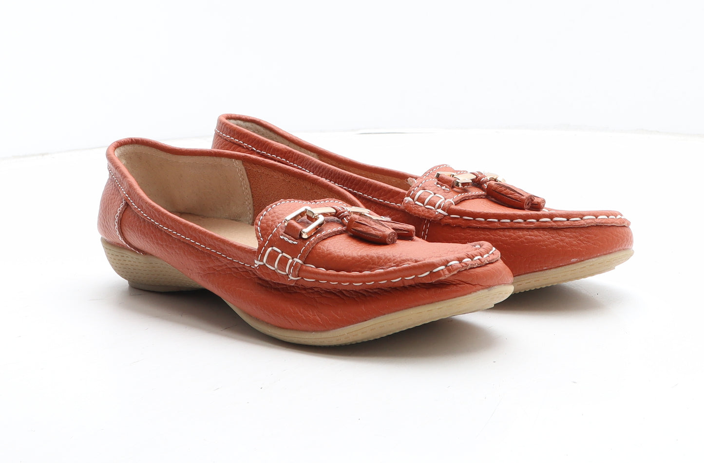 Jo & Joe Womens Orange Leather Slip On Casual UK