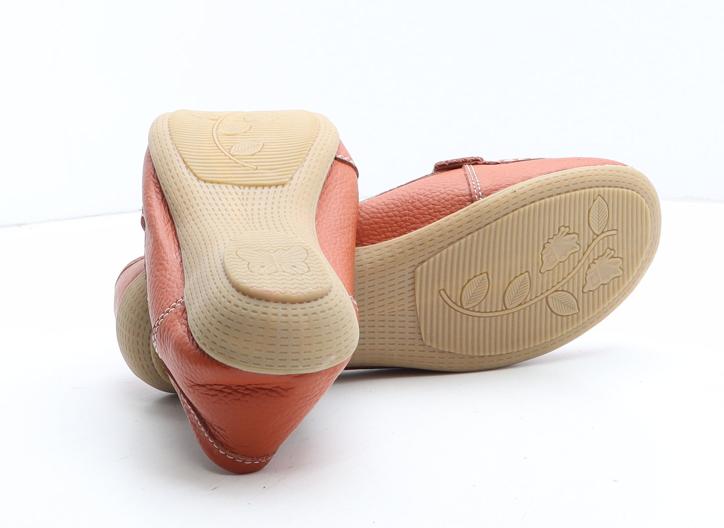 Jo & Joe Womens Orange Leather Slip On Casual UK