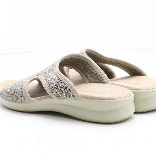 Pavers Womens Beige Animal Print Synthetic Slip On Sandal UK - Leopard Pattern