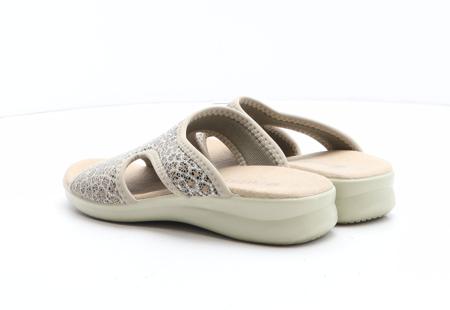 Pavers Womens Beige Animal Print Synthetic Slip On Sandal UK - Leopard Pattern