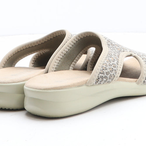 Pavers Womens Beige Animal Print Synthetic Slip On Sandal UK - Leopard Pattern