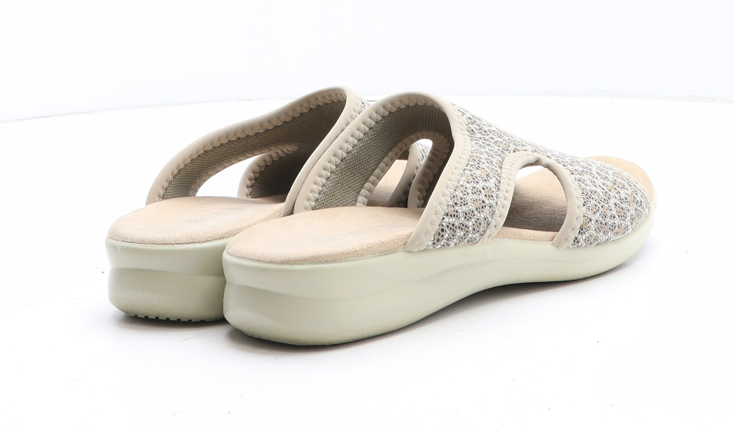 Pavers Womens Beige Animal Print Synthetic Slip On Sandal UK - Leopard Pattern