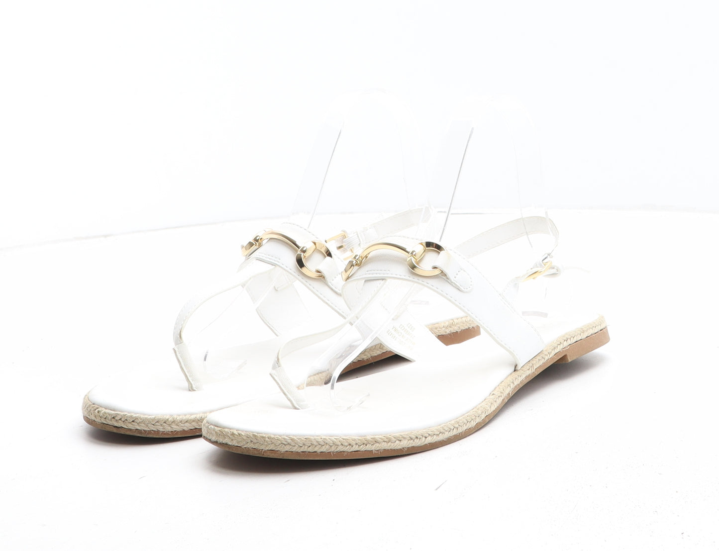 Primark Womens White Synthetic Thong Sandal UK