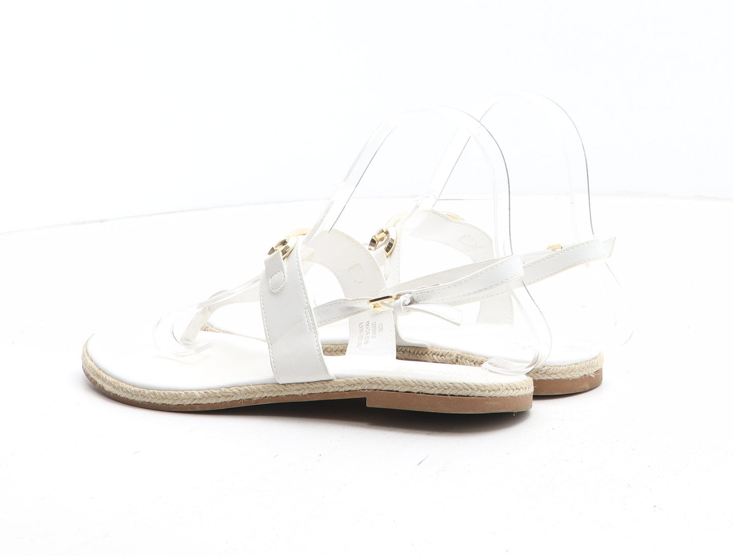 Primark Womens White Synthetic Thong Sandal UK