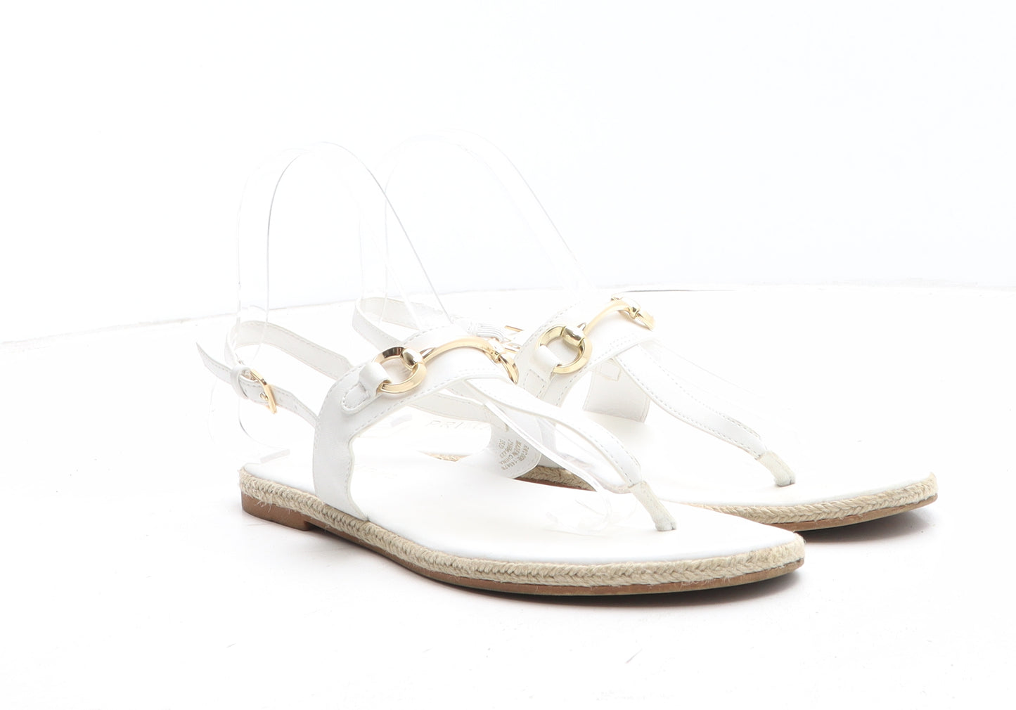 Primark Womens White Synthetic Thong Sandal UK