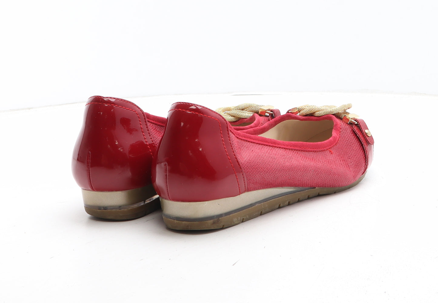 HeavenlySoles Womens Red Synthetic Slip On Flat UK