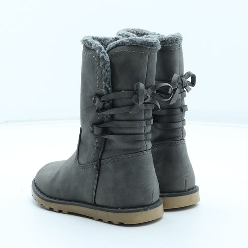 Primark Girls Grey Polyurethane Shearling Style Boot UK 8 25