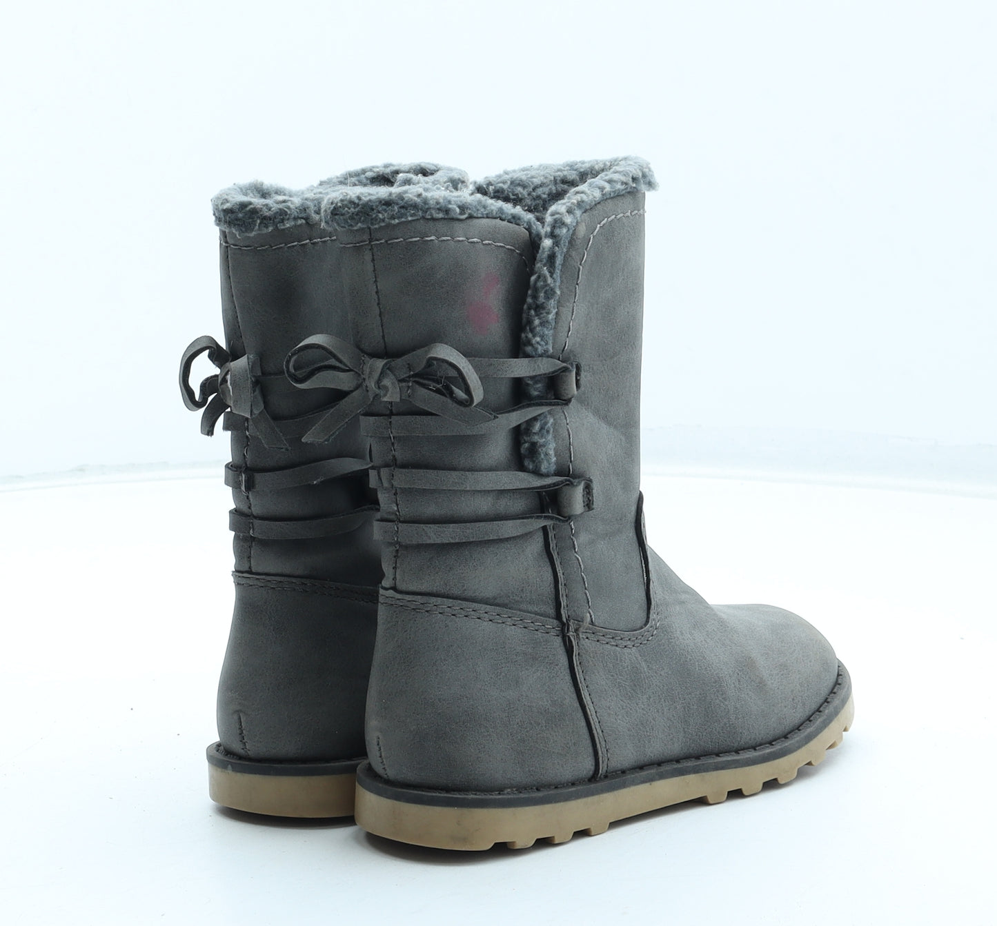 Primark Girls Grey Polyurethane Shearling Style Boot UK 8 25